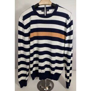 Brooks Brothers Striped‎ Dark Blue Orange Supima Cotton Medium Men's Sweater